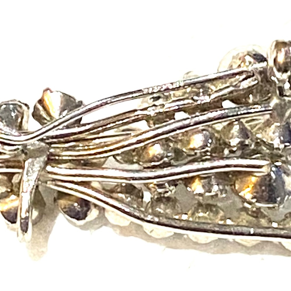 Vintage Austria Rhinestone Spray Brooch 2” Silver Tone Mid-Century Crystal Pin - Picture 13 of 16